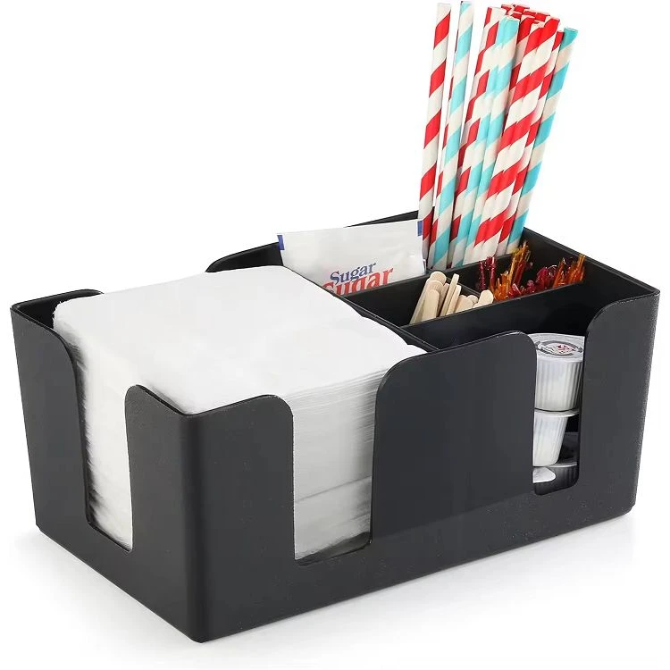 Black Plastic Bar Napkin Holder Caddy Organizer